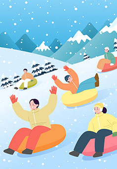 사계절 썰매장 일러스트 이미지