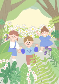 식물원에 있는 아이들 이미지